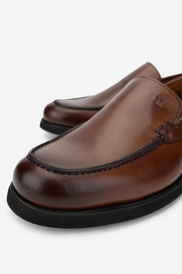  Valmenti Erkek Hakiki Deri Taba Deri Loafer Ayakkabı
