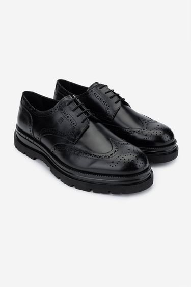  Valmenti Erkek Hakiki Deri Siyah Deri Klasik Ayakkabı