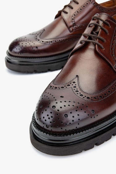  Valmenti Erkek Hakiki Deri Kahverengi Klasik Ayakkabı