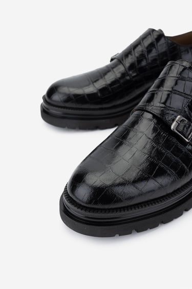  Valmenti Erkek Hakiki Deri Siyah Kroko Klasik Ayakkabı