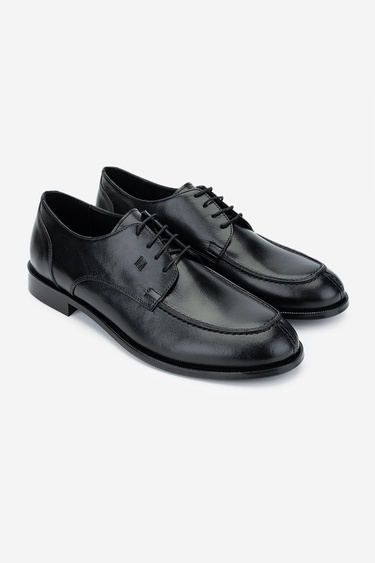  Valmenti Erkek Hakiki Deri Siyah Klasik Ayakkabı