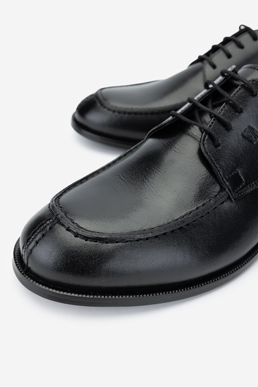  Valmenti Erkek Hakiki Deri Siyah Klasik Ayakkabı