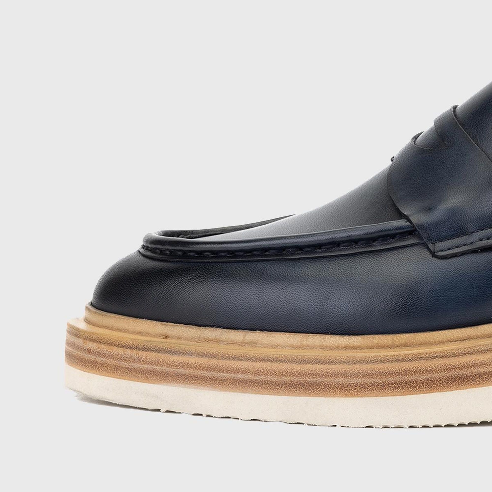 Valmenti Erkek Lacivert Hakiki Deri Loafer Ayakkabı