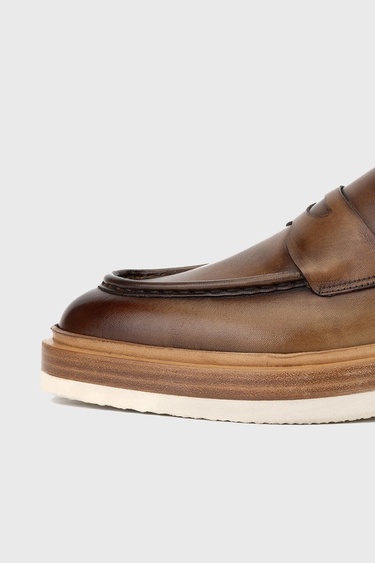  Valmenti Erkek Ceviz Hakiki Deri Loafer Ayakkabı