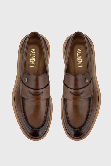  Valmenti Erkek Ceviz Hakiki Deri Loafer Ayakkabı
