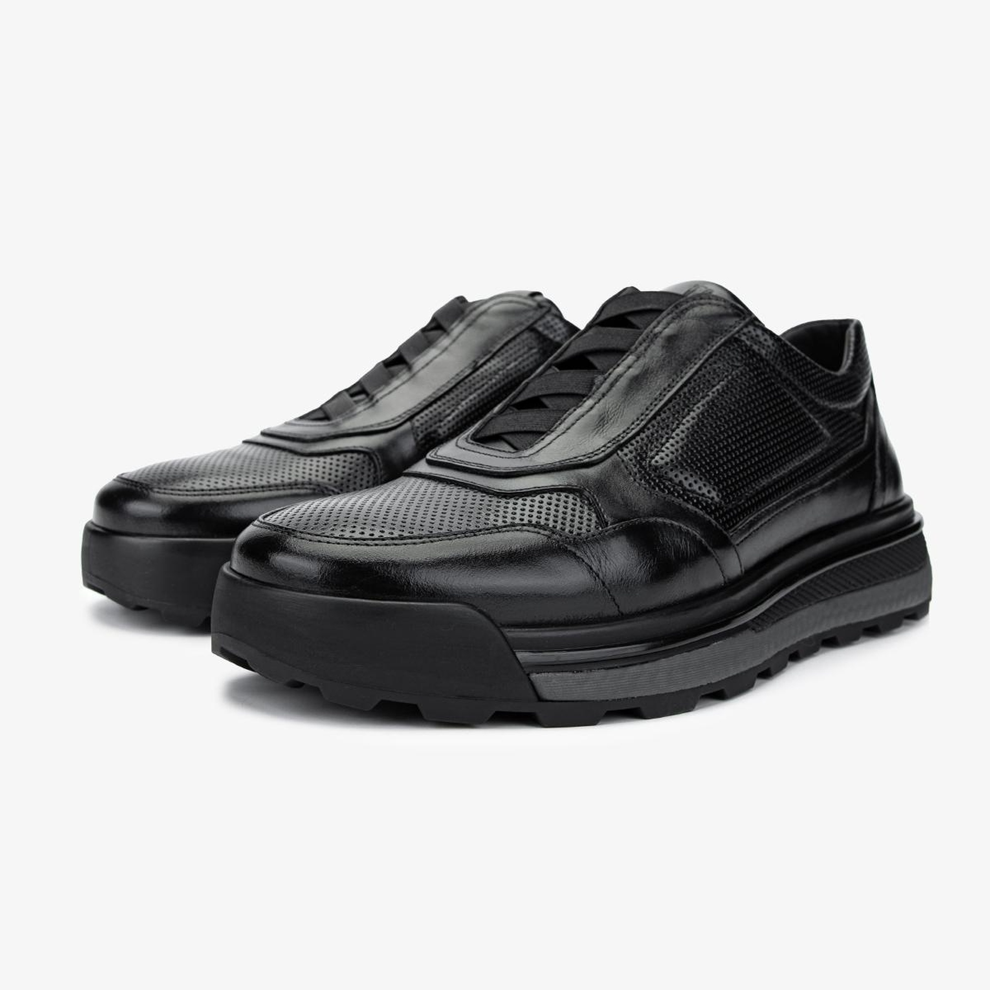 Valmenti Erkek Hakiki Deri Siyah Deri Casual Ayakkabı