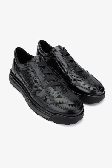  Valmenti Erkek Hakiki Deri Siyah Deri Casual Ayakkabı