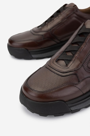  Valmenti Erkek Hakiki Deri Kahverengi Casual Ayakkabı