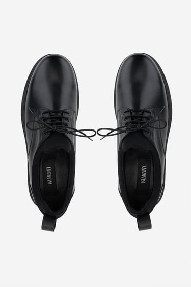  Valmenti Erkek Hakiki Deri Siyah Deri Casual Ayakkabı