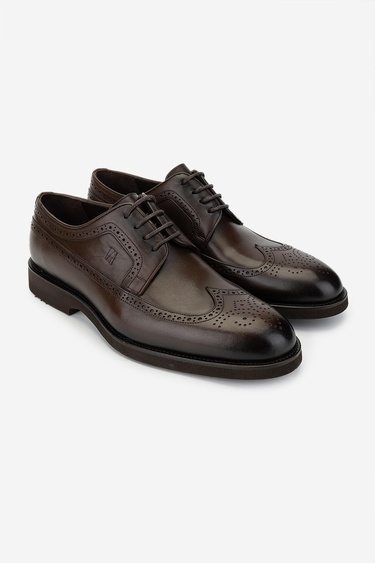  Valmenti Erkek Hakiki Deri Kahverengi Klasik Ayakkabı