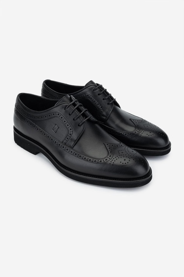  Valmenti Erkek Hakiki Deri Siyah Klasik Ayakkabı