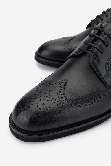  Valmenti Erkek Hakiki Deri Siyah Klasik Ayakkabı