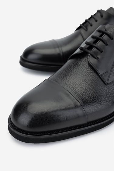  Valmenti Erkek Hakiki Deri Siyah Klasik Ayakkabı