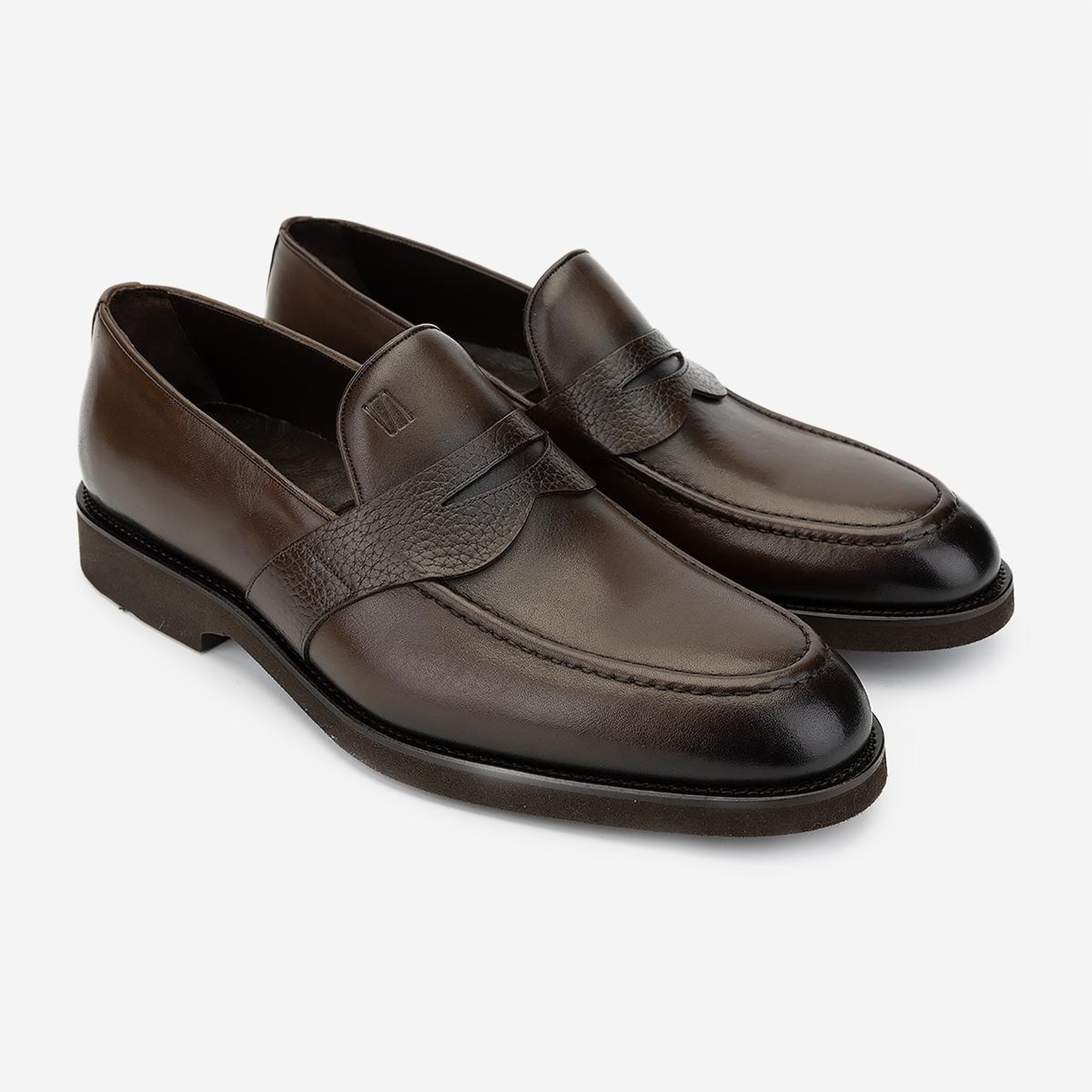 Valmenti Erkek Hakiki Deri Kahverengi Loafer Ayakkabı