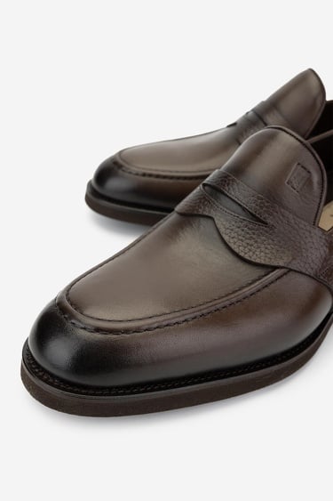  Valmenti Erkek Hakiki Deri Kahverengi Loafer Ayakkabı