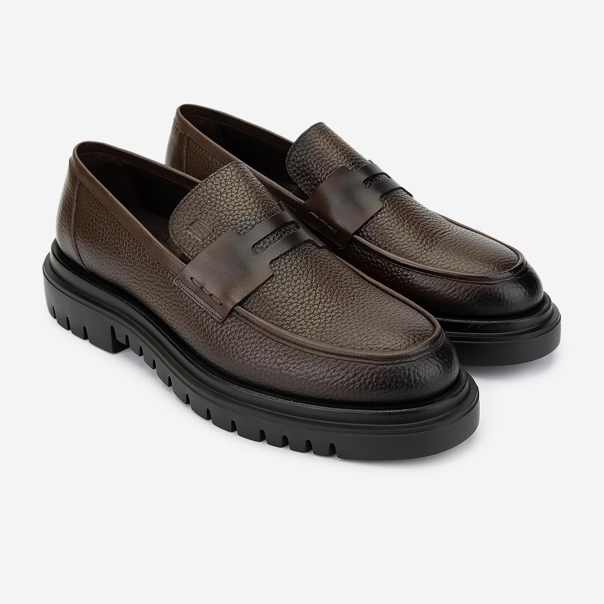 Valmenti Erkek Hakiki Deri Kahverengi Loafer Ayakkabı