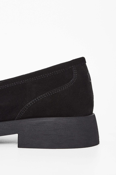  Tamer Tanca Kadın Hakiki Deri Siyah Süet Loafer Ayakkabı