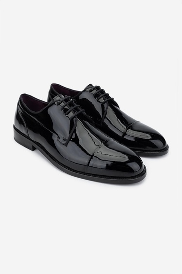  Valmenti Erkek Hakiki Deri Siyah Rugan Klasik Ayakkabı