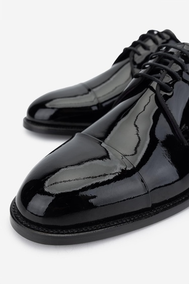  Valmenti Erkek Hakiki Deri Siyah Rugan Klasik Ayakkabı