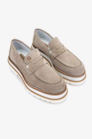  Valmenti EVA Erkek Kum Süet Hakiki Deri Loafer Ayakkabı