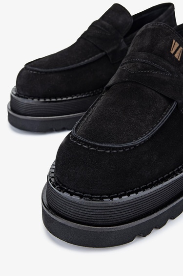  Valmenti EVA Erkek Siyah Süet Hakiki Deri Loafer Ayakkabı