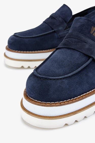  Valmenti EVA Erkek Lacivert Süet Hakiki Deri Loafer Ayakkabı