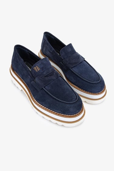  Valmenti EVA Erkek Lacivert Süet Hakiki Deri Loafer Ayakkabı