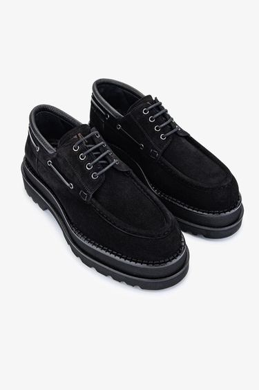  Valmenti EVVA Erkek Siyah Süet Hakiki Deri Casual Ayakkabı