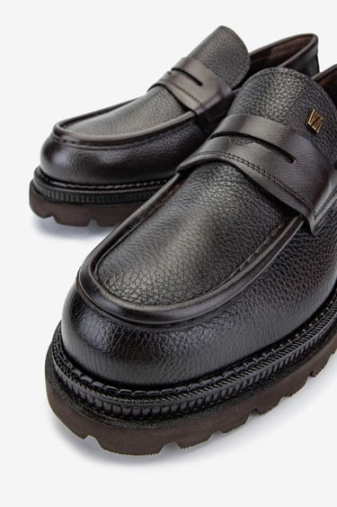  Valmenti Erkek Hakiki Deri Kahverengi Loafer Ayakkabı