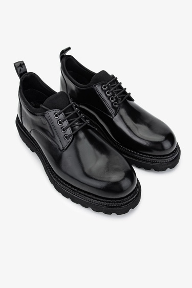  Valmenti Erkek Hakiki Deri Siyah Açma Casual Ayakkabı