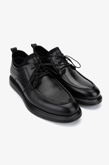  Valmenti Erkek Hakiki Deri Siyah Deri Casual Ayakkabı