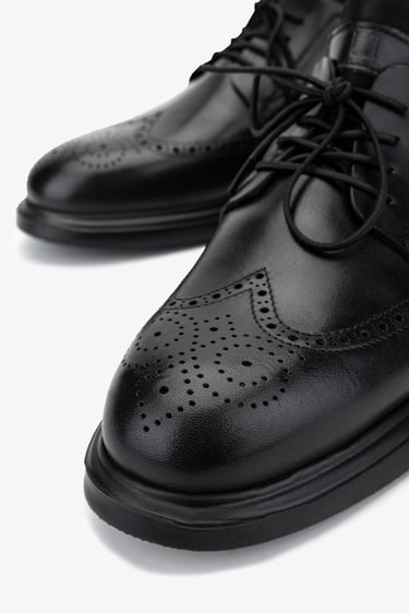  Valmenti Erkek Hakiki Deri Siyah Deri Casual Ayakkabı