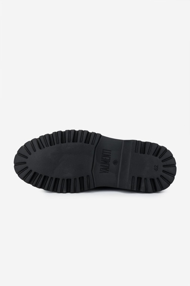  Valmenti Erkek Hakiki Deri Siyah Antik Casual Ayakkabı