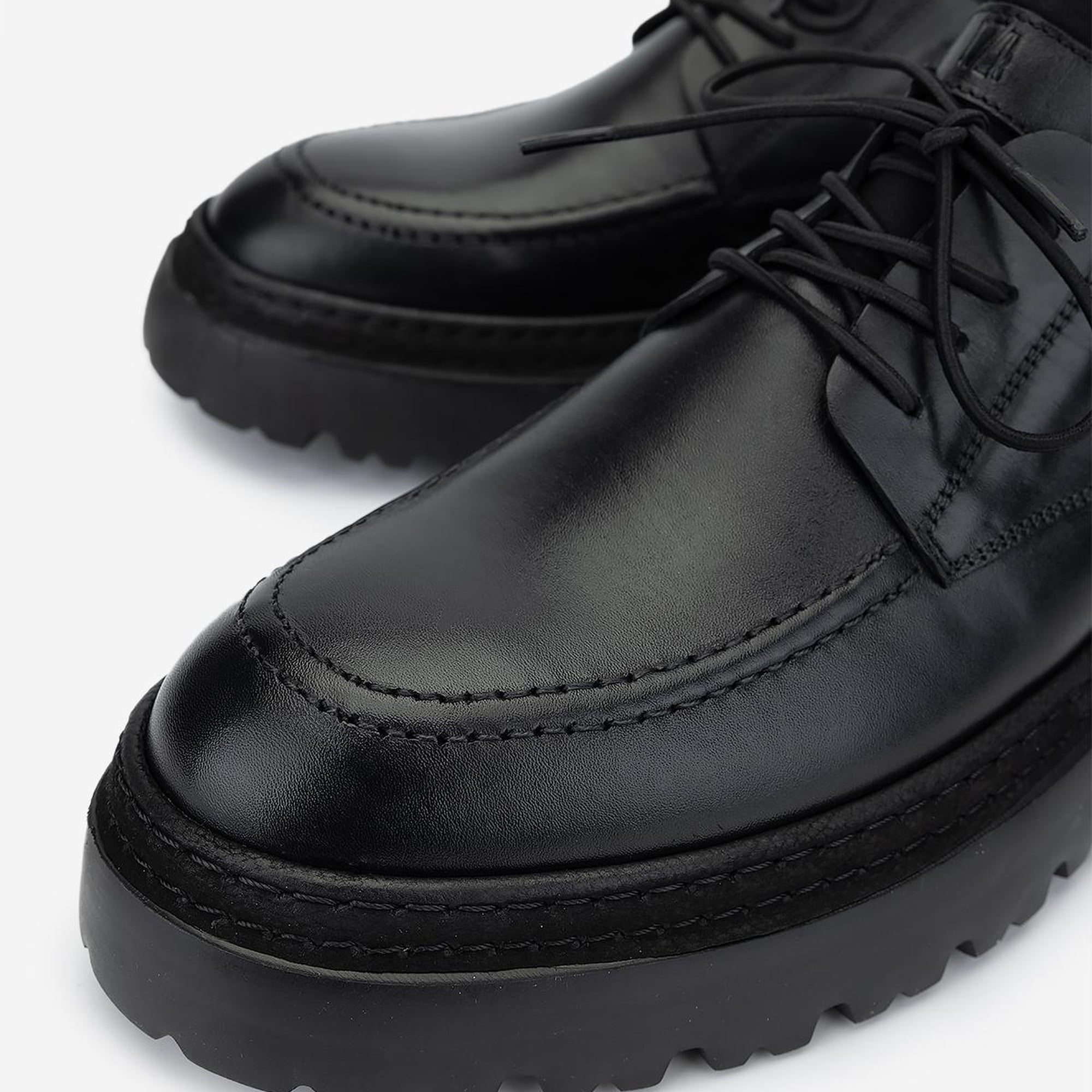 Valmenti Erkek Hakiki Deri Siyah Antik Casual Ayakkabı