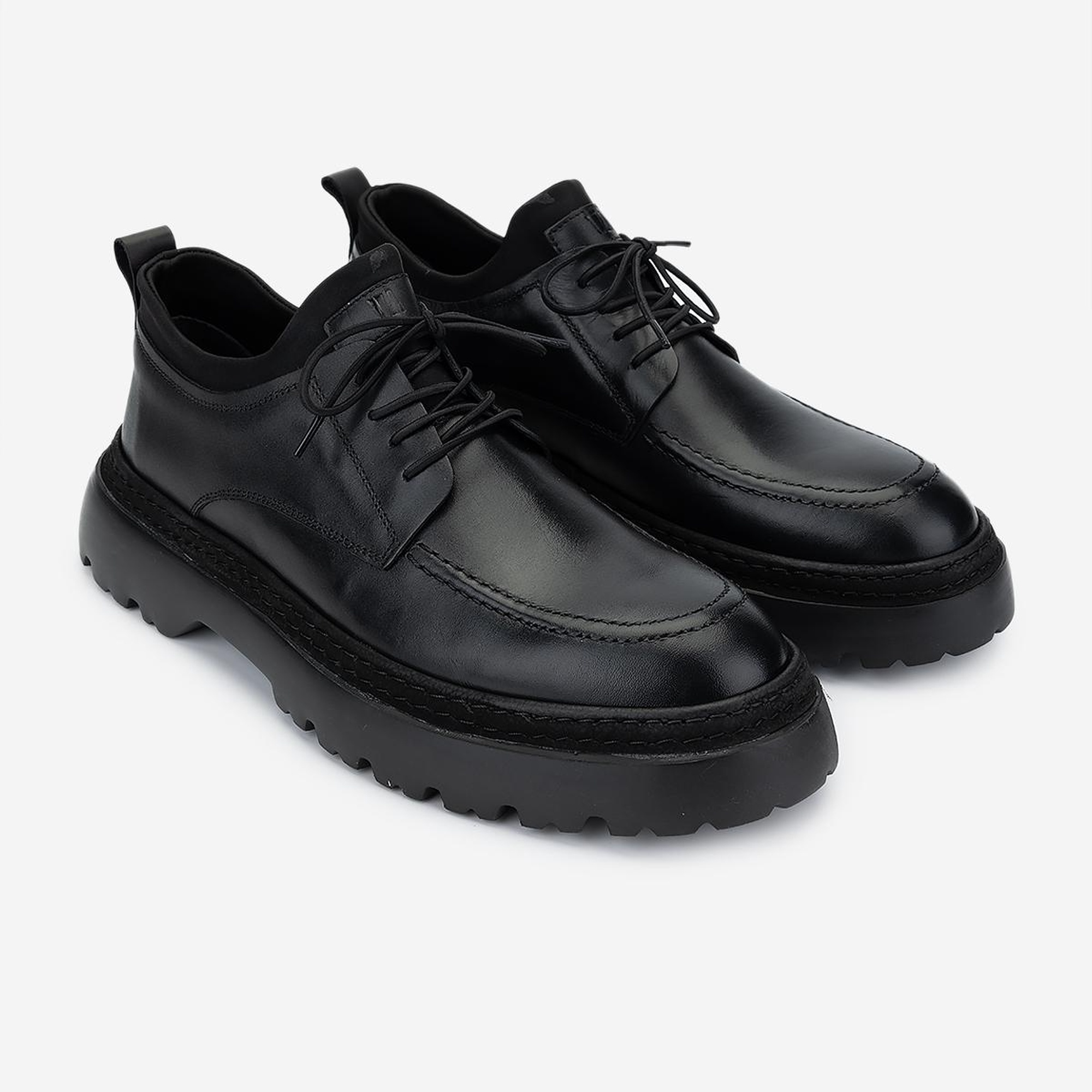 Valmenti Erkek Hakiki Deri Siyah Antik Casual Ayakkabı