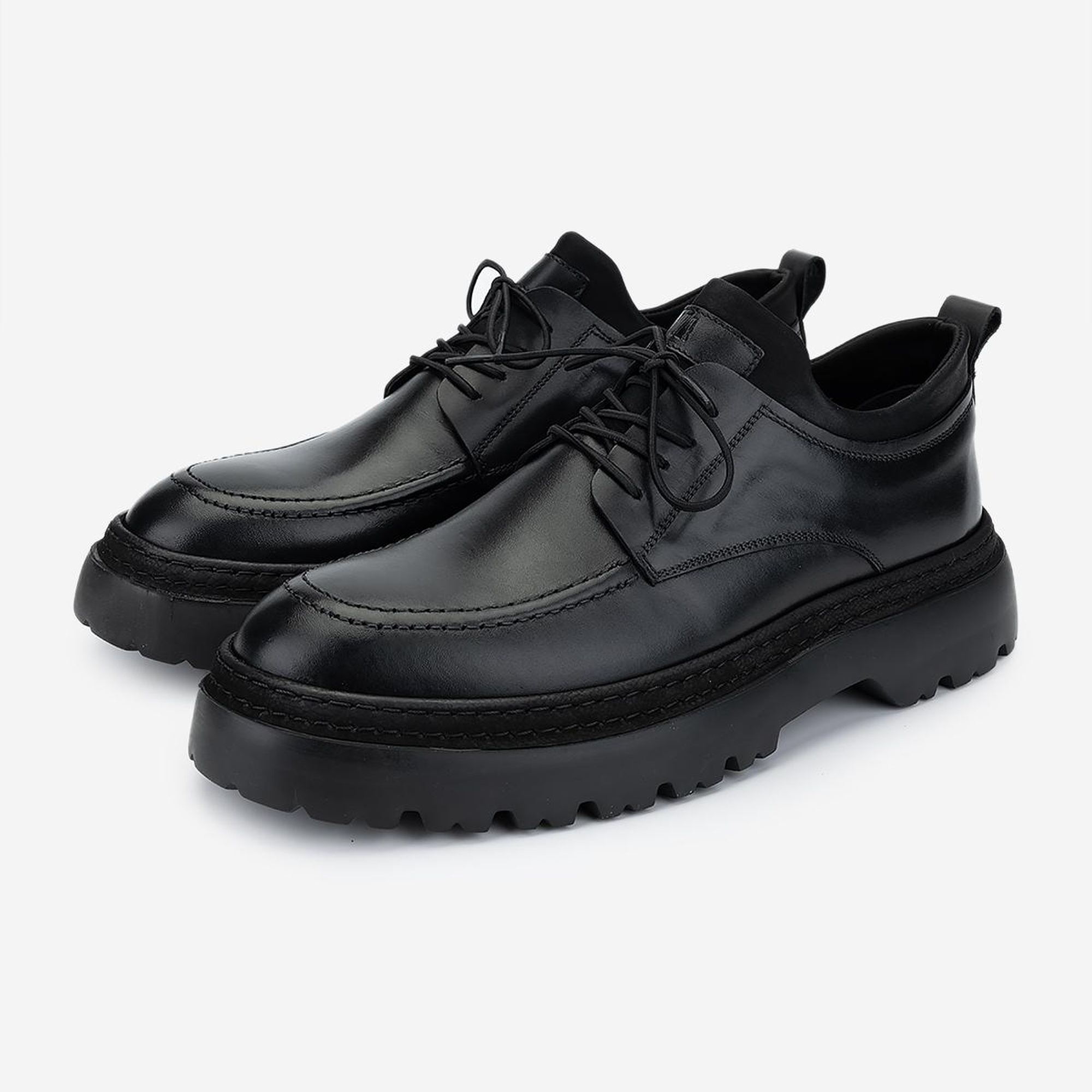 Valmenti Erkek Hakiki Deri Siyah Antik Casual Ayakkabı