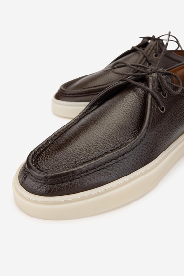  Valmenti Erkek Hakiki Deri Kahverengi Casual Ayakkabı