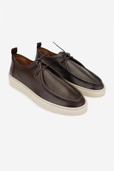  Valmenti Erkek Hakiki Deri Kahverengi Casual Ayakkabı