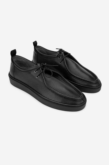  Valmenti Erkek Hakiki Deri Siyah Floter Casual Ayakkabı