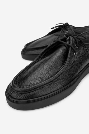  Valmenti Erkek Hakiki Deri Siyah Floter Casual Ayakkabı