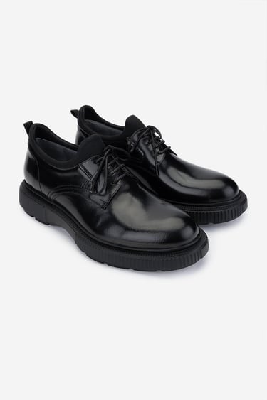  Valmenti Erkek Hakiki Deri Siyah Açma Casual Ayakkabı