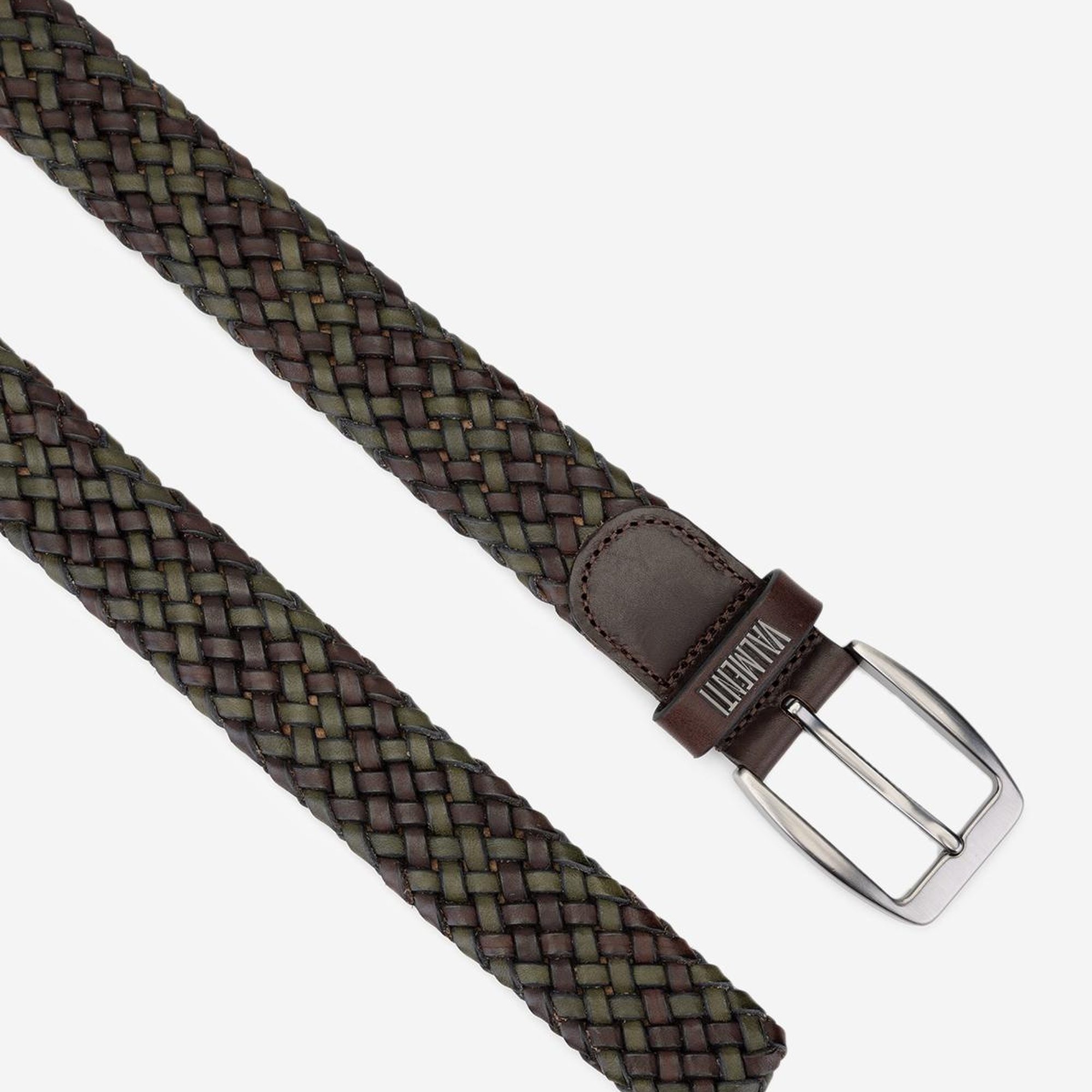 Valmenti Naghis Erkek KAHVE/YESIL ORGU Hakiki Deri Casual Kemer