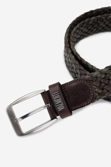  Valmenti Naghis Erkek KAHVE/YESIL ORGU Hakiki Deri Casual Kemer