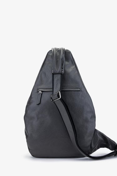  Valmenti Bruna Erkek Gri Hakiki Deri Vücut Çantası