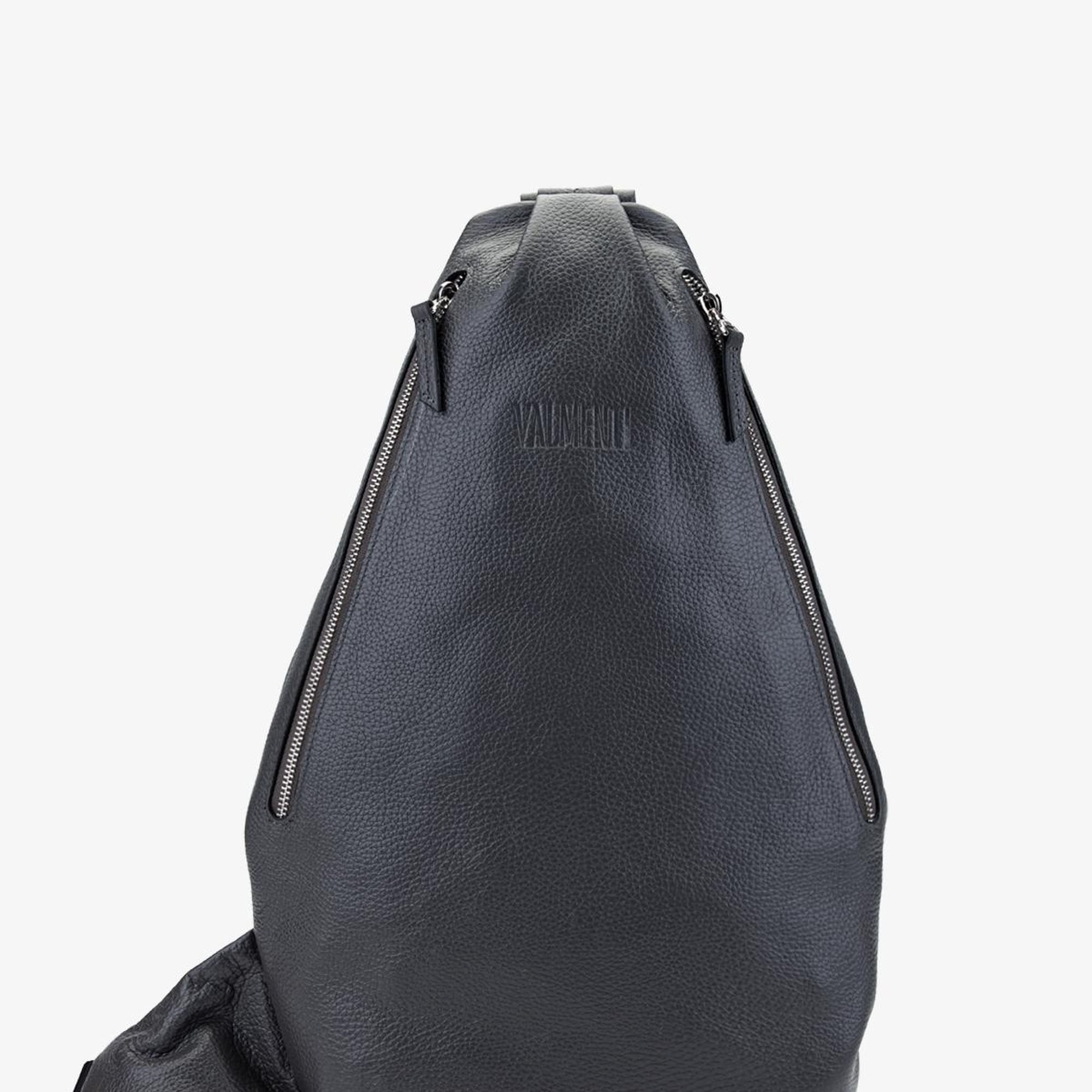 Valmenti Bruna Erkek Gri Hakiki Deri Vücut Çantası