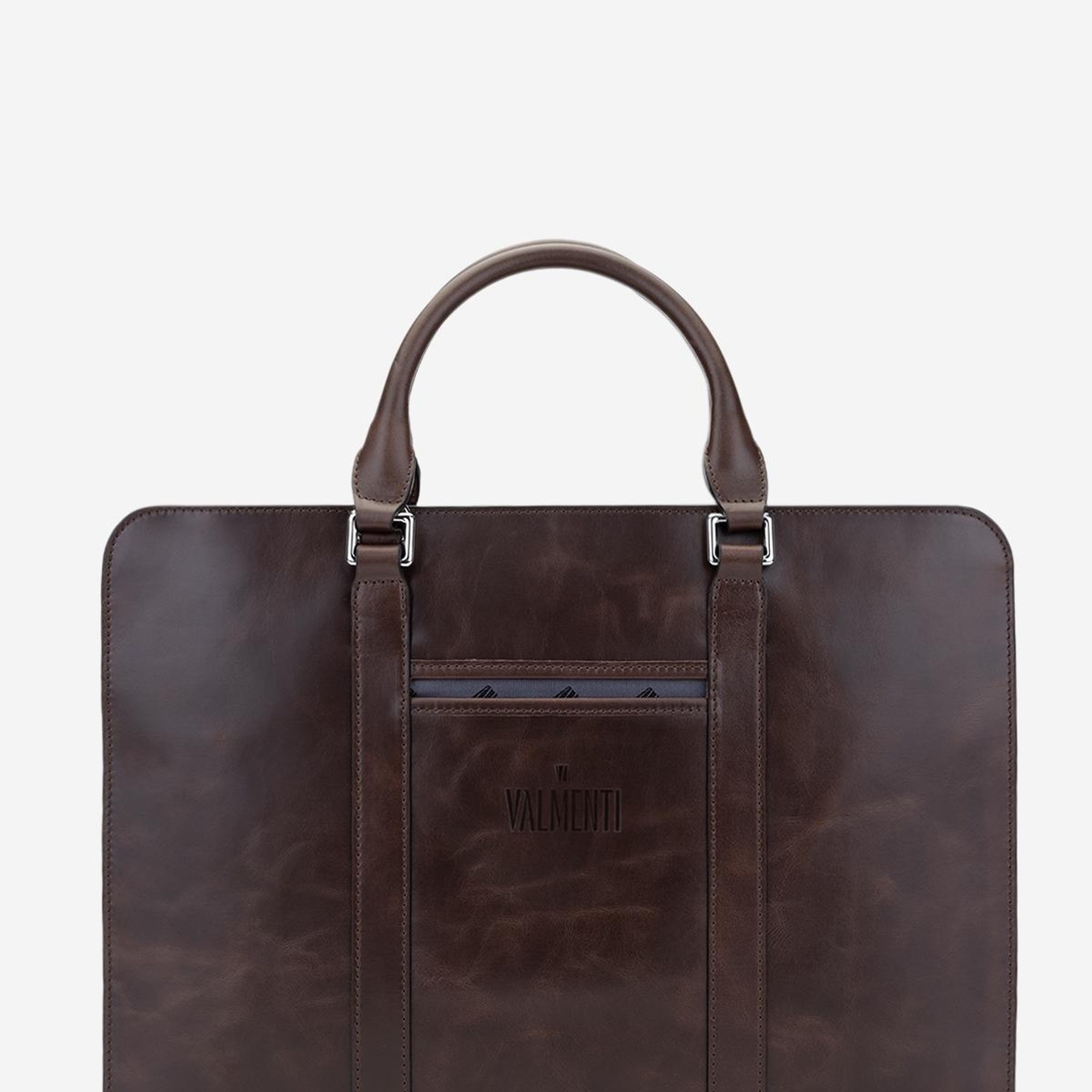 Valmenti Esimo Erkek Kahverengi Hakiki Deri El Çantası