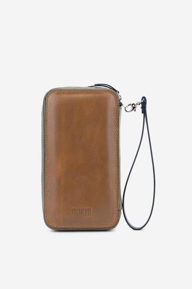  Valmenti Origame Erkek Laci/Yeşil/Taba Hakiki Deri El Çantası