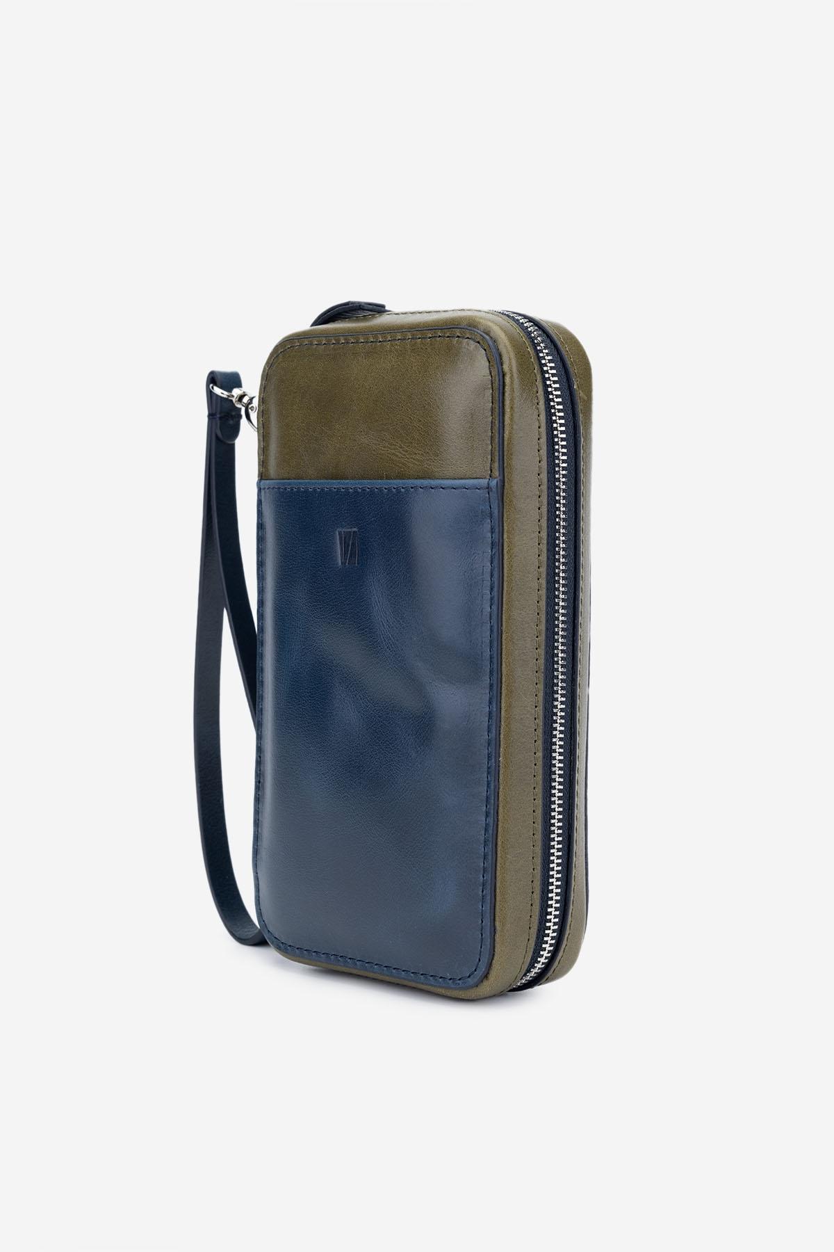  Valmenti Origame Erkek Laci/Yeşil/Taba Hakiki Deri El Çantası