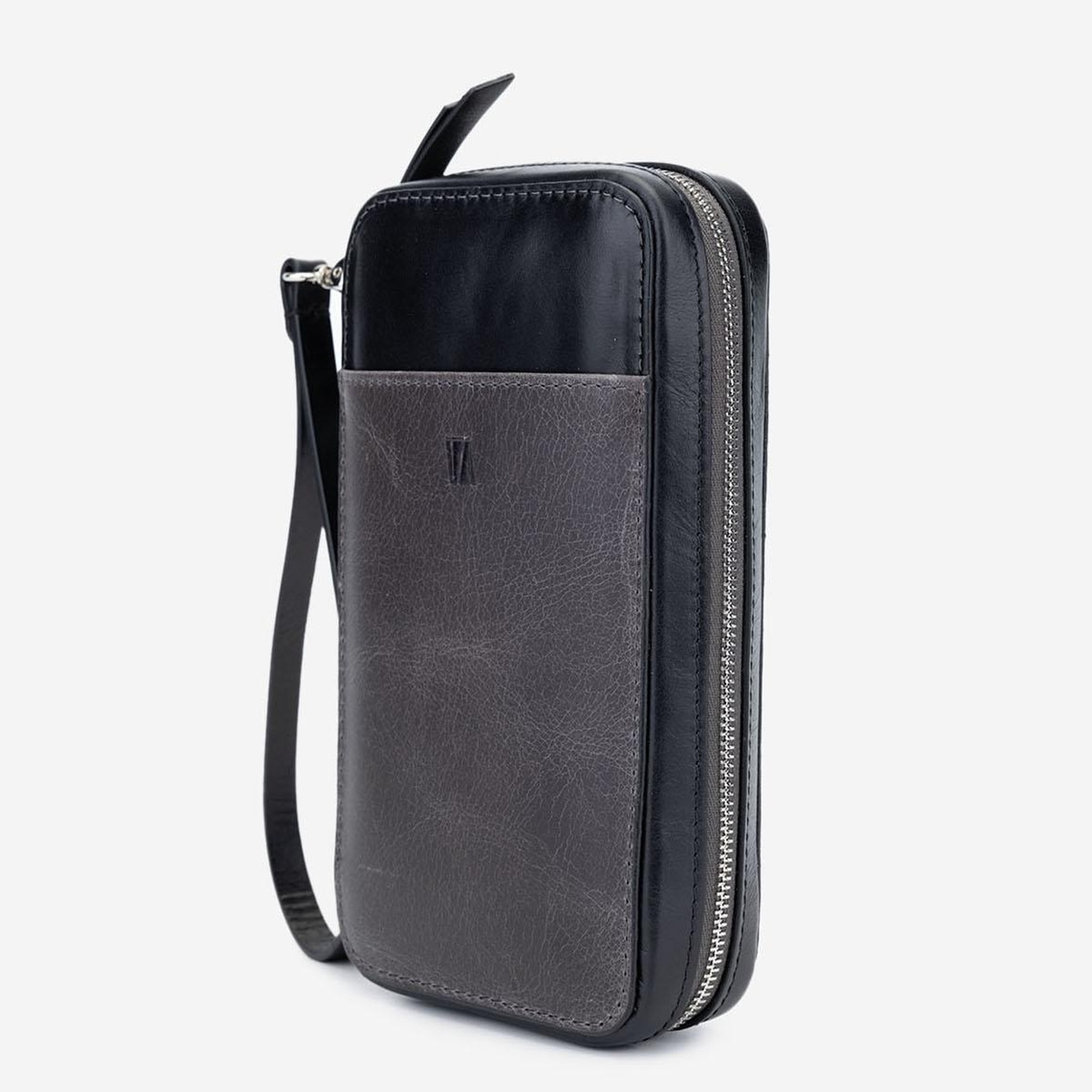 Valmenti Origame Erkek Gri\Siyah Hakiki Deri El Çantası