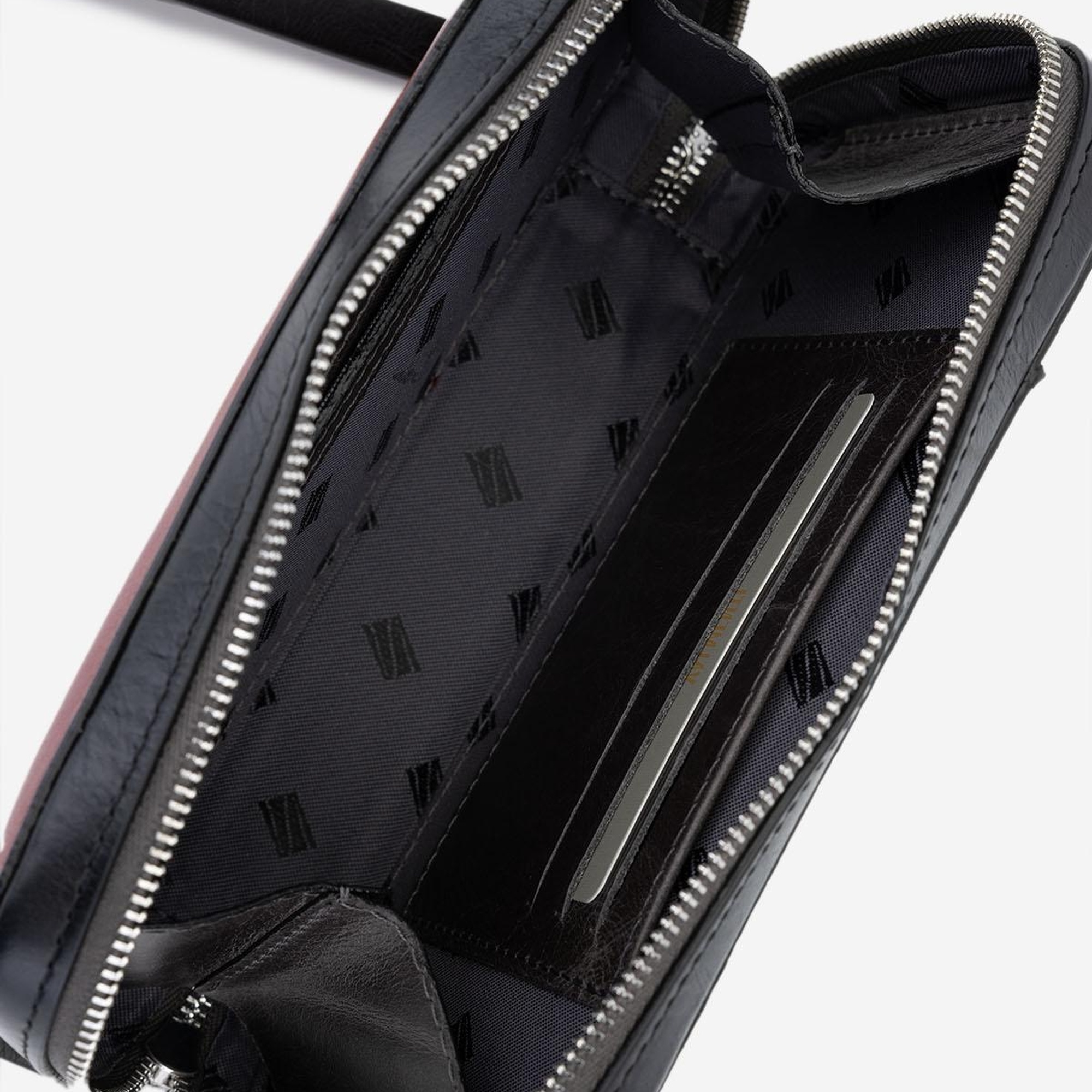 Valmenti Origame Erkek Gri\Siyah Hakiki Deri El Çantası